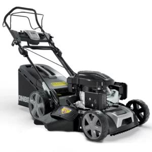ONBEST TXC-3653E Rasenmäher Benzin mit Antrieb | 53 cm Schnittbreite | Elektrostart | 6,5 PS | Doppelmesser mit Sograd