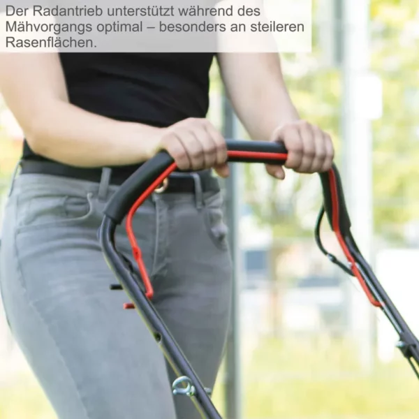 Scheppach Benzin Rasenmäher MS150-42 - 3,5PS inkl. Motoröl | Schnittbreite 42cm | Radantrieb | Reinigungs- / Mulchfunktion | 45L | 7 Stufen (25-75mm)