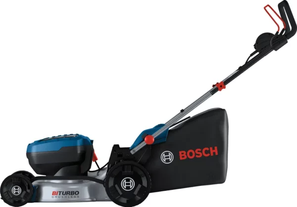 Bosch Professional 18V System Akku-Rasenmäher GRA 18V2-46 (Schnittbreite: 46 cm, 6-stufige Höheneinstellung, 60-Liter-Textil-Grasfangkorb, inkl. 2 x Isolierschlüssel, Mulcher)