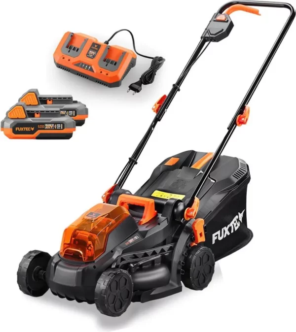 FUXTEC 40V Akku Rasenmäher FX-E1RM20 SET - 33cm Schnittbreite | 14Kg | 2x20V | 2 x Akku 2Ah | Doppel- Ladegerät 2,4A | 2,5-6,5cm Schnitthöhe