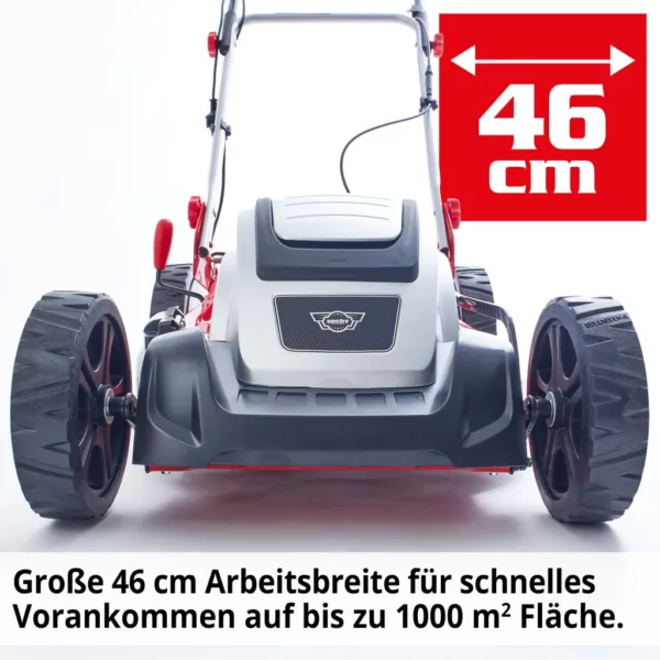 HECHT 1803 S Rasenmäher Elektro mit Antrieb | 5in1 | 46 cm Schnittbreite | 1800W | 60L Fangkorb | Mulchkit | Stahlgehäuse