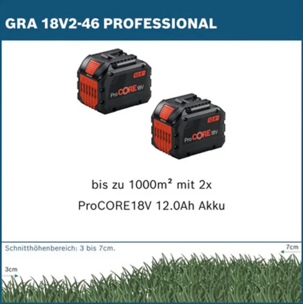 Bosch Professional 18V System Akku-Rasenmäher GRA 18V2-46 (Schnittbreite: 46 cm, 6-stufige Höheneinstellung, 60-Liter-Textil-Grasfangkorb, inkl. 2 x Isolierschlüssel, Mulcher)