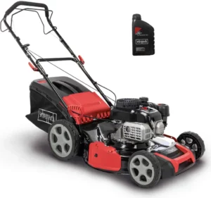 Scheppach Benzin Rasenmäher MS180-51 | 5,4 PS | 51cm Schnittbreite | 65L | Stahlgehäuse | 8-Fach Verstellung | Reinigungsfunktion | inkl. Motoröl